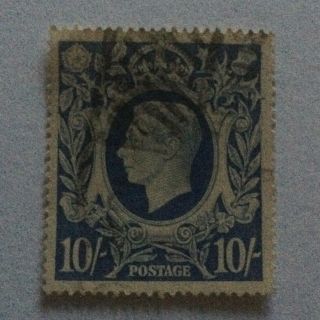 Gb Kgvi 10s.  Light Blue Ten Shillings George Vi 1939 Hinged Stamp 10/ -
