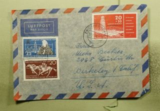 Dr Who 1958 Germany Zwickau To Usa Multi Franked Air Mail C127797