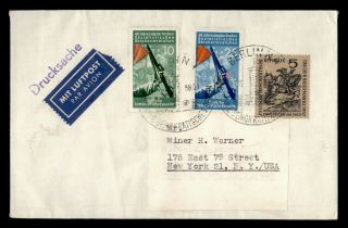 Dr Who 1958 Germany Berlin To Usa Multi Franked Air Mail C127705