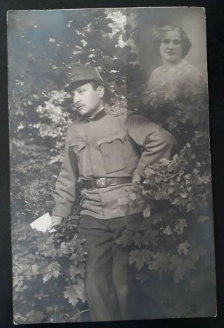 Rare C.  1914 Austria - Hungary Military Photo Postcard Of Soldier