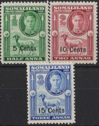 H008) Somaliland Protectorate.  1951.  Mm Sg 125/6/7.  Currency.  Royalty.