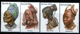 Swa - South West Africa 1982 African Tribal Headdresses Series 1 Sg 402 - 405 Mnh
