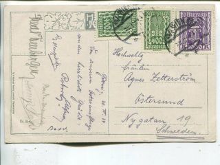 Austria 1000,  2x400kr On Picture Post Cardto Sweden 20.  4.  1924
