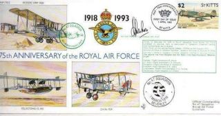 St Kitts Raf 75th Anniversary Cover 1 - 4 - 93 Sgnd Air Vice Marshall Cheshire Cbe 7