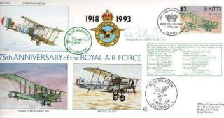 St Kitts Raf 75th Anniversary Cover 1 - 4 - 93 Sgnd Gp Capt B.  D.  Sellick Dso Dfc F7