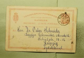 Dr Who 1893 Denmark Horsens Postal Card To Germany E48916