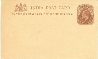 Indian Stamps: King Edward 7 Quarter Anna Postal Staty Card