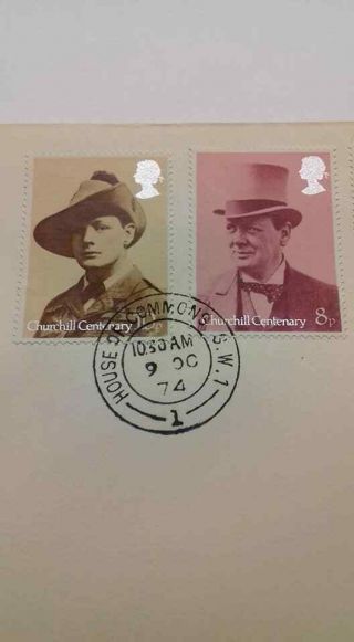 Winston Churchill First Day Cover House Of Commons Postmark 1974 2
