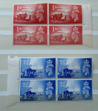 Channel Islands 1948 Victory Issue Blocks Sg C1,  C2 Mnh