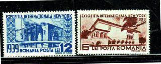 Romania 489 - 490 1939 York World Fair Vf Lh O.  G A