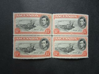 George Vi Block Of 4 One And Half D Stamps From The Ascension Islands Umm