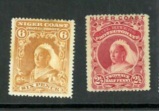 Niger Coast 1894 Qv 6d,  2 1/2d Mh See 2 Scan One Signed