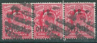 Strip Of 3 Great Britain (gb) - 1902,  I.  R Officials - O21 Or Variation