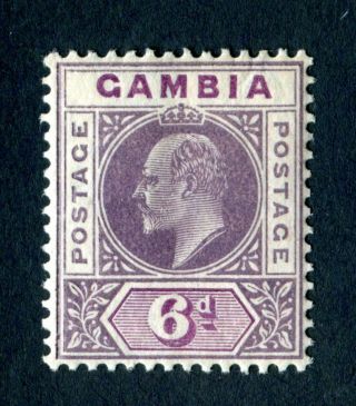 Gambia 1909 Kevii.  6d Dull & Bright Purple.  Vlh.  Sg 78.