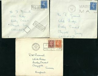 Three 1951 And 1952 Covers Paquebot London Post Mark Posted At Sea To England Uk
