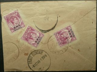 Bma Malaya Oct 1949 Registered Cover From Selama To Alor Star - Redirected