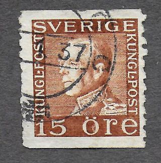 Sweden 1936 King Gustaf V,  15 Ore,  Brown (s&h In Us Only)