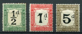 South Africa 1914.  Postage Due.  1/2d,  1d,  5d Values.  Mh/mnh.  Sg D1,  D2,  D5.