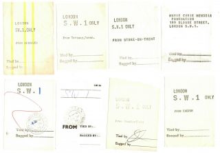 Post Office Post Bag Labels To London Sw 1 X 15 C1960/70s From Various Locations
