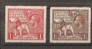 Kgv 1924 British Empire Exhibition Set Of 2 Mh