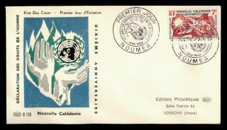 Dr Who 1958 Caledonia Fdc Human Rights Declaration Pac Cachet E74081