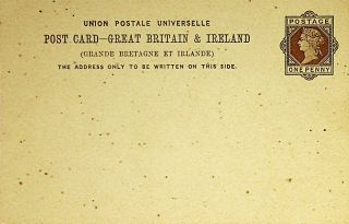 Gb & Ireland Qv 1d Upu Postcard - K263