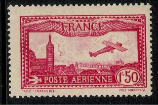 France 1930 Air Post Stamp - View Of Marseilles,  Church Of Notre Dam At Left