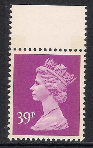 Gb 1992 Sg X1022 39p Bright Mauve Litho 2 Bands Booklet Stamp Mnh