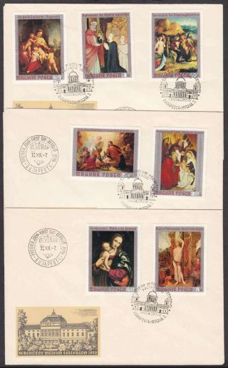 Hungary,  1970 Religious Paintings On 3 Illustrated Fdcs.  Budapest Special H/s