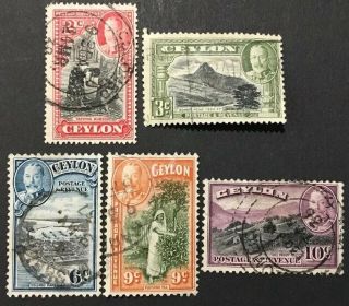 Ceylon King George V 1935 Stamp Set To 10c All Vfu