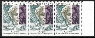 Monaco 1991 The 25th International Contemporary Art Prize,  3 Stamp Strip.