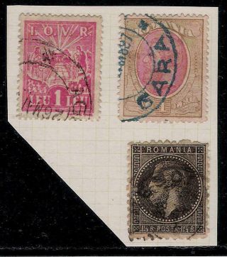 Kingdom Of Romania 1872 - 1899 Old Stamps On Piece - King Carol & Unknown Stamp