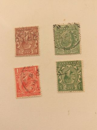 Gb Kgv Four Different Inverted Watermark Stamps