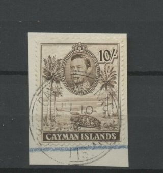 No: 69091 - Cayman Islands - An Old 10 Shillings Stamp - - On A Piece