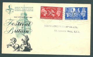 Gb 1951 Festival Of Britain Souvenir Cover With Festival Postmark