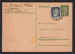 Germany 1943 Uprated " Dear Doctor " Postal Stationery Card Aachen Cancel - (11)