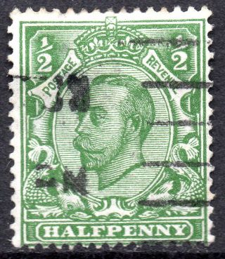 1912 Sg 344 ½d Green N5/1 Die 2 Fine With Machine Cancellation