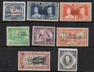Cook Islands Group Of 8 Mounted With Gum Sound & Collectable