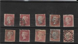 Gb Qv Stamps 12 1d Penny Red Stars Plate No 