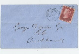 Gb Qv 1865 Cover With 1d Red Plate 95 Abergavenny To Crickhowell
