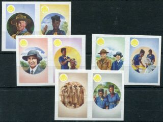 1986 - Montserrat - Scouts Set Of 8 In Imperf Se - Ten Pairs With Black Missing,  Umm