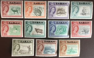 Malaya North Borneo Sabah 1964 Definitive Set To 50c Mh