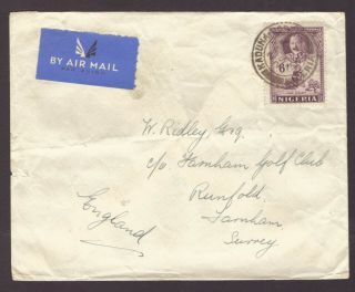 1936 Kgv Air Mail Envelope Sent From Kaduna To Farnham England.