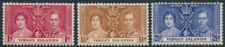 Virgin Islands 1937 Coronation Set Sg 107 - 9 Mm