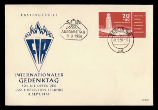 Dr Who 1956 Germany Ddr Fdc Fir Gedenktag Remembrance Day Cachet E52317