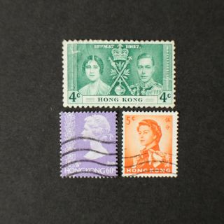 Hong Kong Stamps Set George Vi 1937 Coronation 4c Queen Elizabeth 1977 60c
