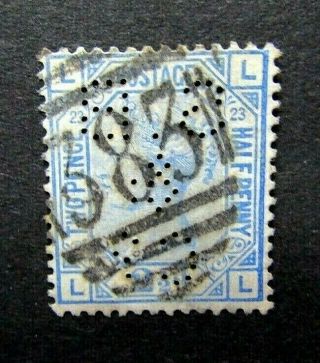 Gb 1880 - Qv 2 1/2d Blue Wmk Imp Crown Sg 157 Letters Ll Plate 23 Perfin