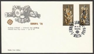 Malta,  1978 Europa Cept Illustrated Fdc.  Official Cachet.  Valetta Special H/s
