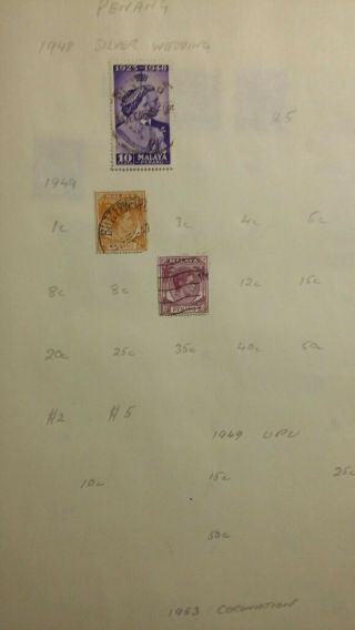 Stamps Malaya Penang Old Album Page
