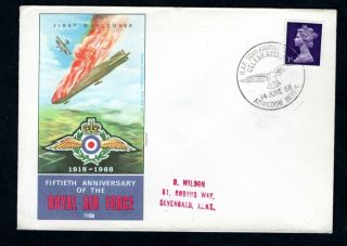 Gb - 1968 50th Anniversary Of The Raf Cover Depicting Zeppelin Shot Down In Ww1
